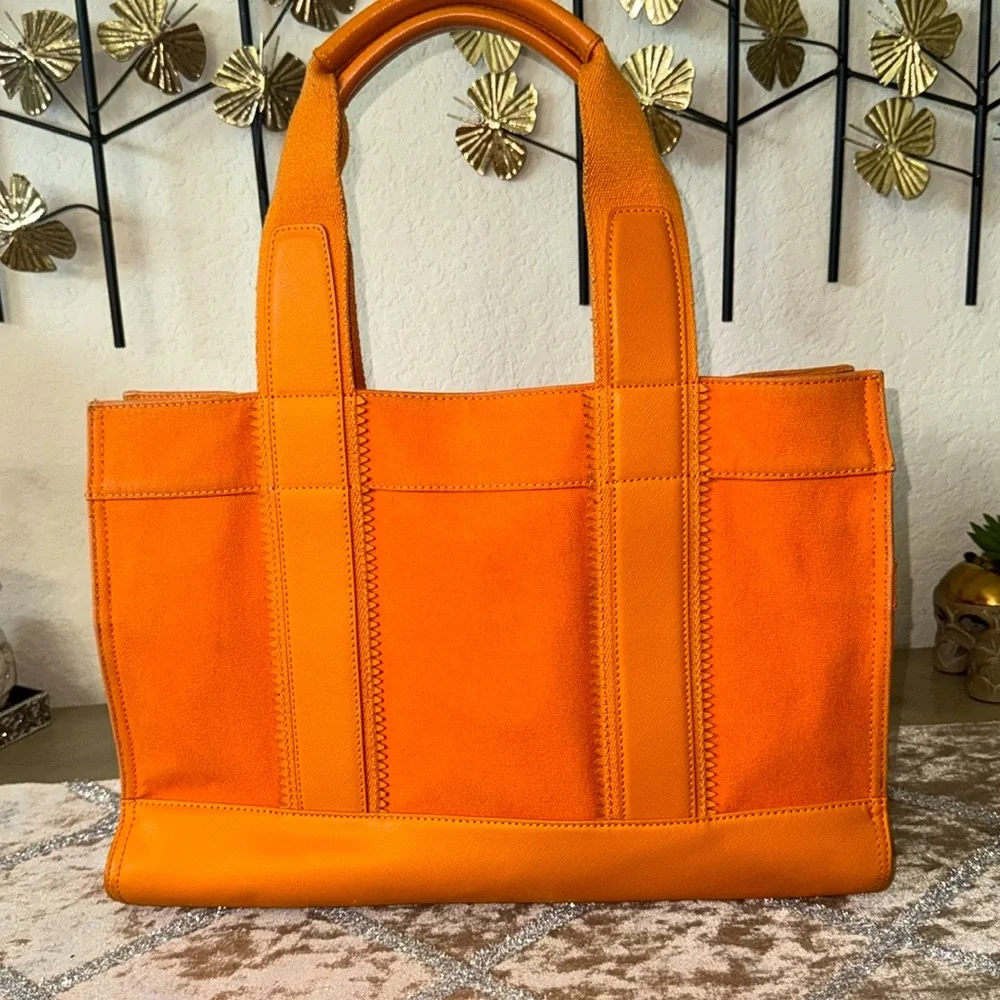 Tory Burch Ella Tote Bag Orange Medium Size